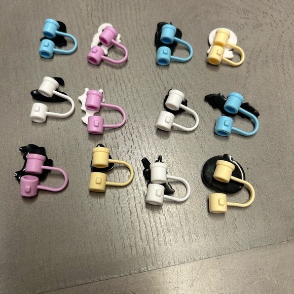 12 Pcs Halloween Straw Tips Cover, Silicone Reusable Straw Toppers - Picture 2 of 3